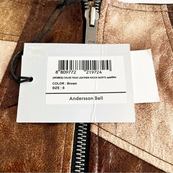 NWT Andersson Bell Chloe faux-leather patchwork skirt Size Small - Picture 8 of 10